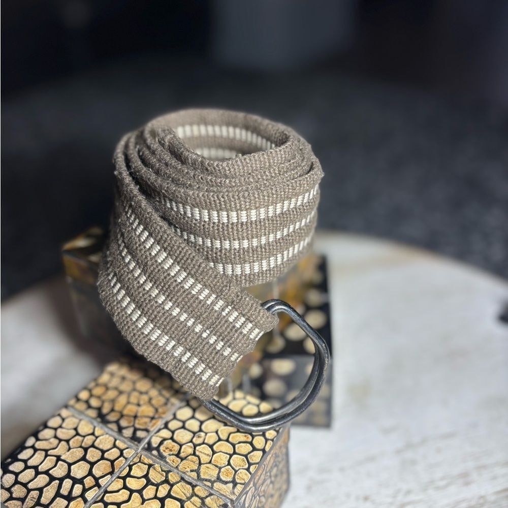 39.5” Striped Woven Canvas D-ring Belt